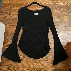 Black long sleeve top with flare sleeves